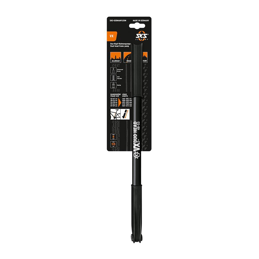 SKS Bicycle Frame Pump with Dual Head for all Valves VX Compressor-2 450mm Black