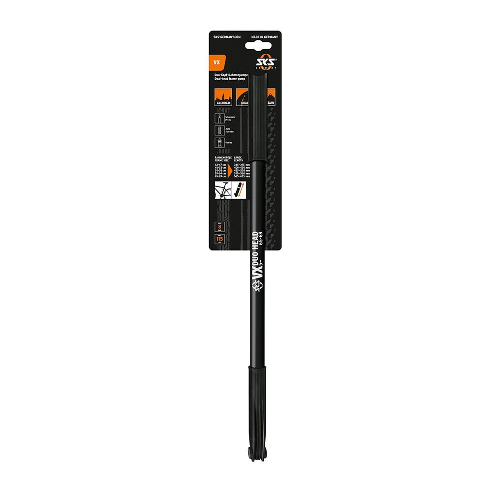 SKS Bicycle Frame Pump with Dual Head for all Valves VX Compressor-5 615mm Black