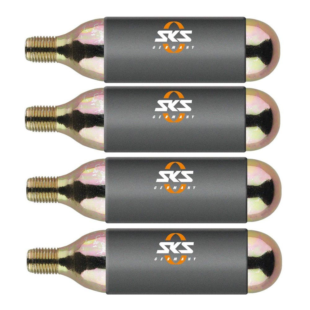 SKS Co2 Gas Cartridge: Threaded for use with Airgun Bicycle Pump 24g x 4