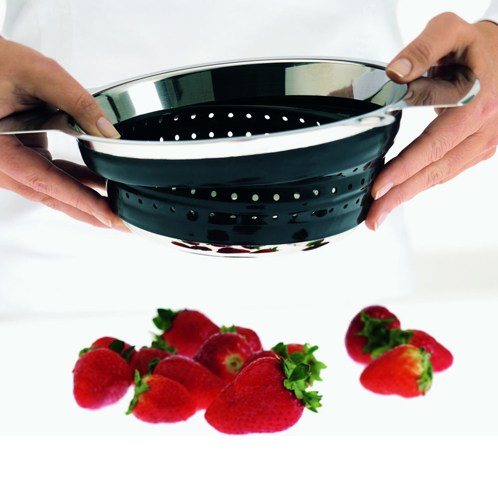 Roesle Collapsible Colander for Easy Storage and Dishwashing 24cm Black