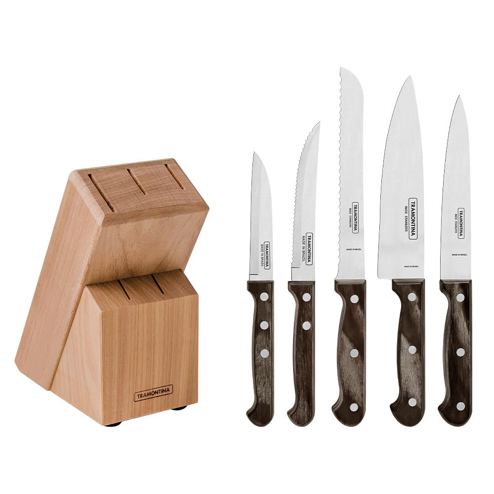 Tramontina Polywood Knife Block Set - 6 Pieces