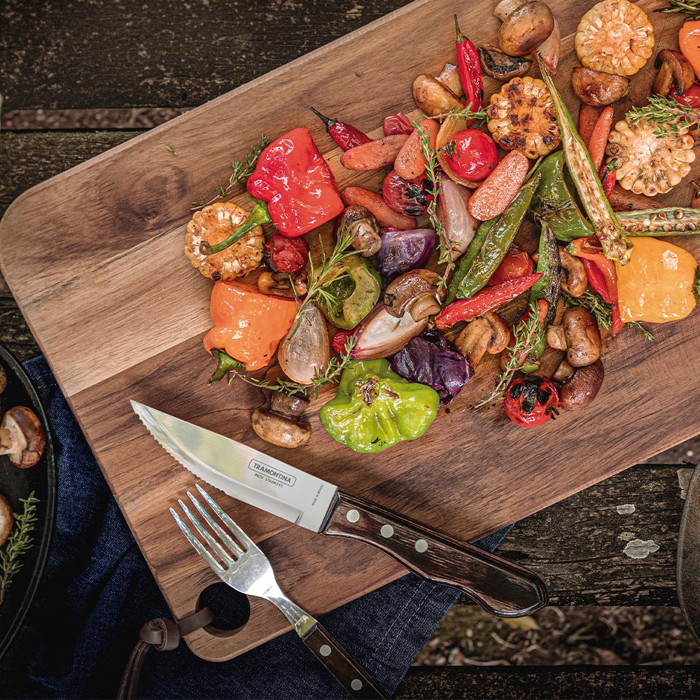 Tramontina Jumbo Braai Cutlery Set with Stainless Steel Blades and Dark PolyWood Handles - 12 pieces