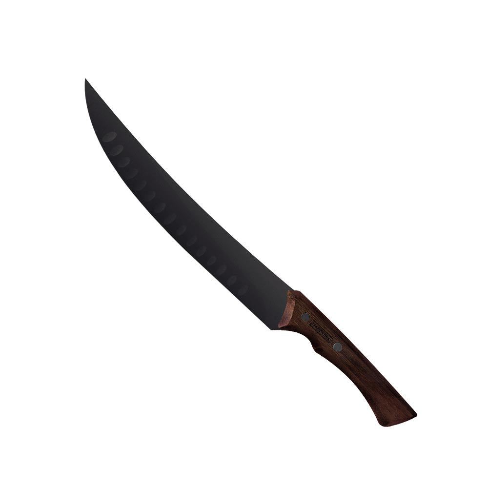 Tramontina Churrasco Butcher Knife with Darkened Stainless Steel Blade and 10" Wooden Handle