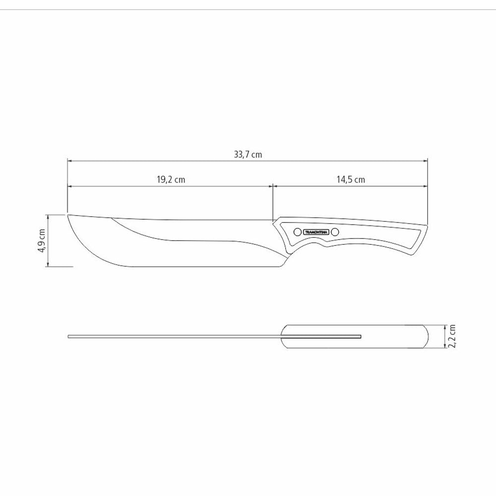 Tramontina Churrasco Meat Knife with Darkened Stainless Steel Blade and 8" Wooden Handle