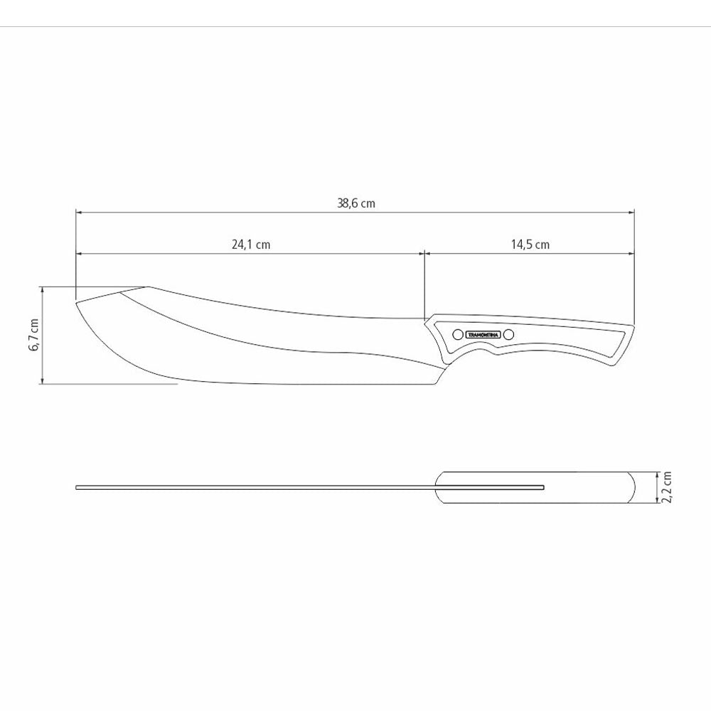Tramontina Churrasco Meat Knife with Darkened Stainless Steel Blade and 10" Wooden Handle