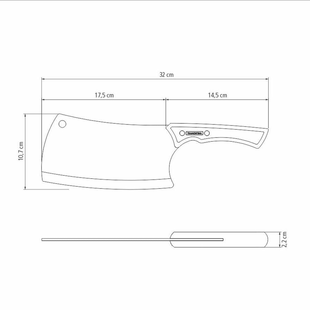 Tramontina Churrasco Cleaver with Darkened Stainless Steel Blade and 7" Wooden Handle
