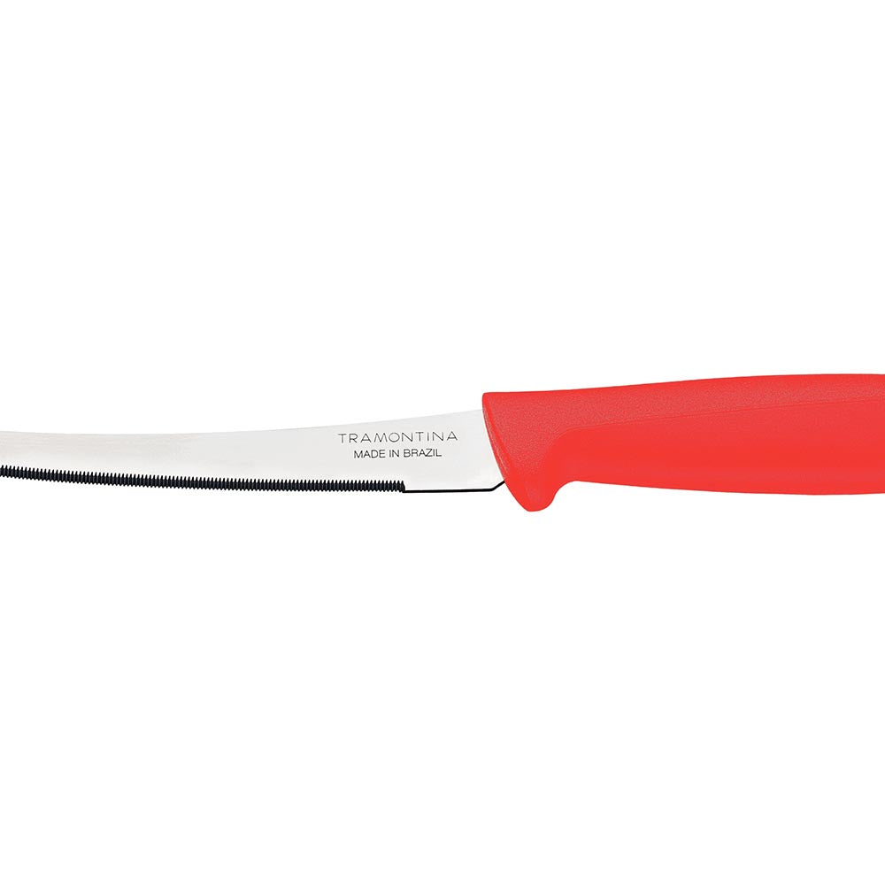 Tramontina Plenus 13cm Smooth Stainless Steel Tomato Knife - Red