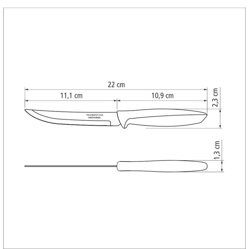 Tramontina Plenus Stainless Steel Utility/Fruit Knife Polpropylene Handle - Grey