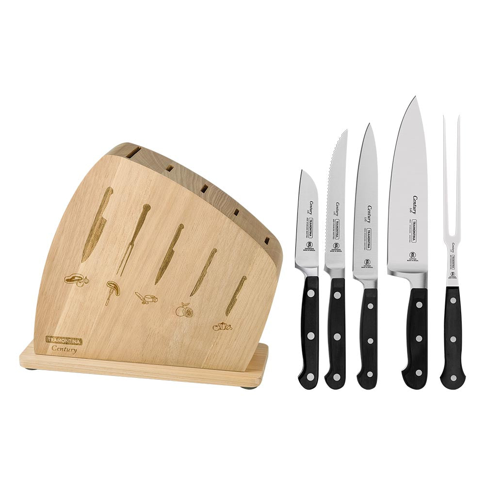 Tramontina Century Knife Block Set With Wooden Holder - 6 Pieces