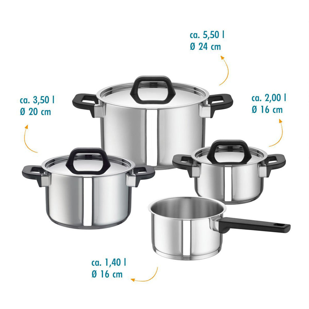 ROHE Casserole Pots with Lids and Saucepan: Max 4-Piece Set