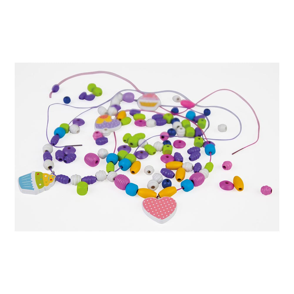 LENA Wooden Beads Arts & Crafts Jewellery Set: Cupcakes x2 - 412 Pieces