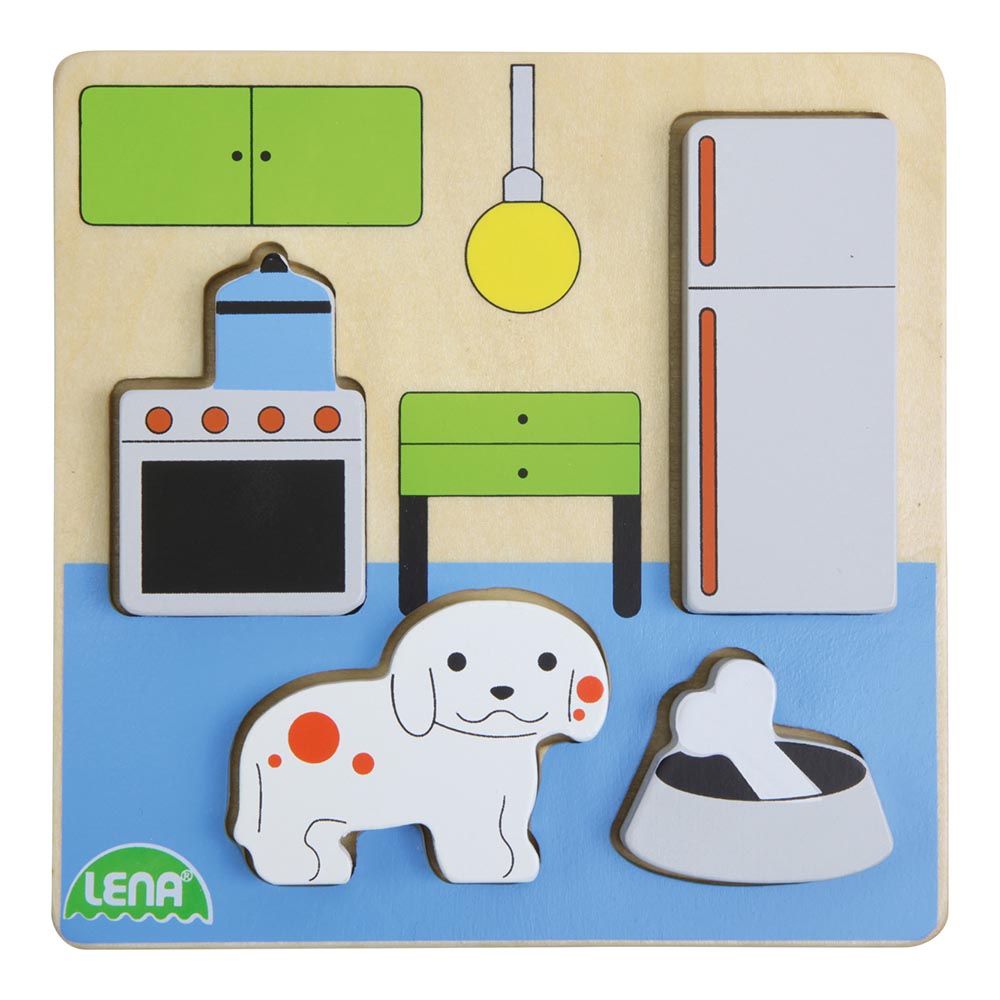 LENA Wooden Puzzle for Children 18 Months Up: Colourful Kitchen