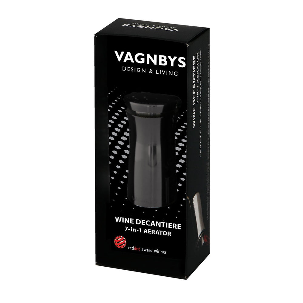 VAGNBYS Wine Pourer, Aerator, Decanter & Stopper: 7-in-1 Wine Tool in Matt Black