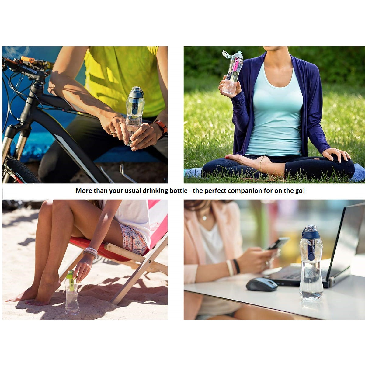 PearlCo Germany Water Bottle & Integrated Purifying Water Filter Cartridge 0,5L Pink