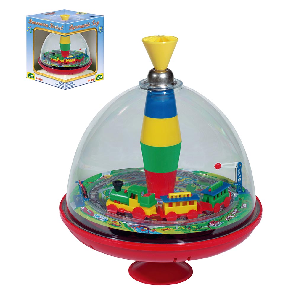 LENA Clear Top and Enclosed Moving Train on a Track and Railway Sounds 19cm