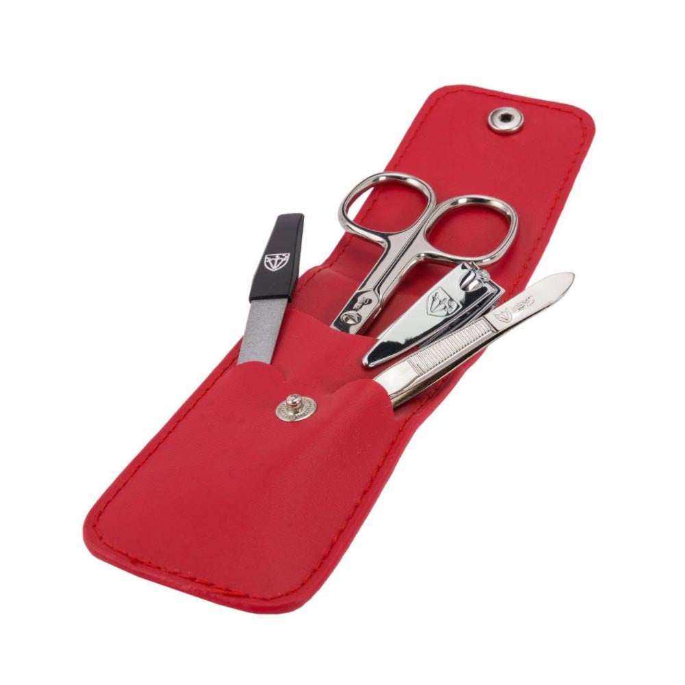 Kellermann Manicure Set Faux Leather Extra-Fine Set Red 56779 F N 4 Piece