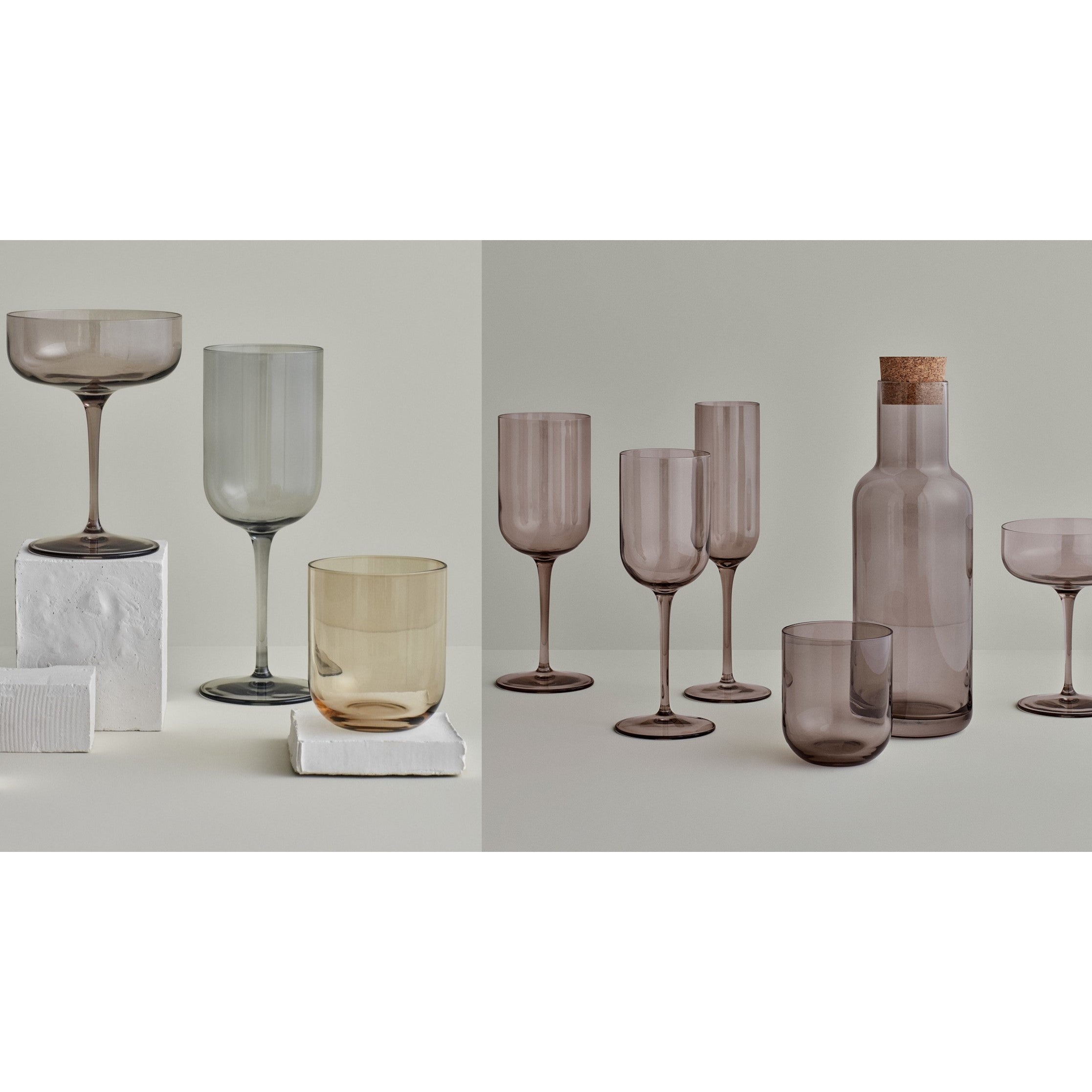 Blomus White Wine Glasses Tinted in Brown-Rose Fungi Fuum - Set of 4