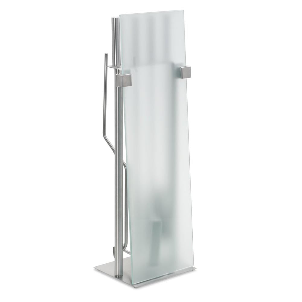 Blomus CHIMO Triangle Fireplace Tool Set - 5 Piece Stainless Steel With Glass Holder