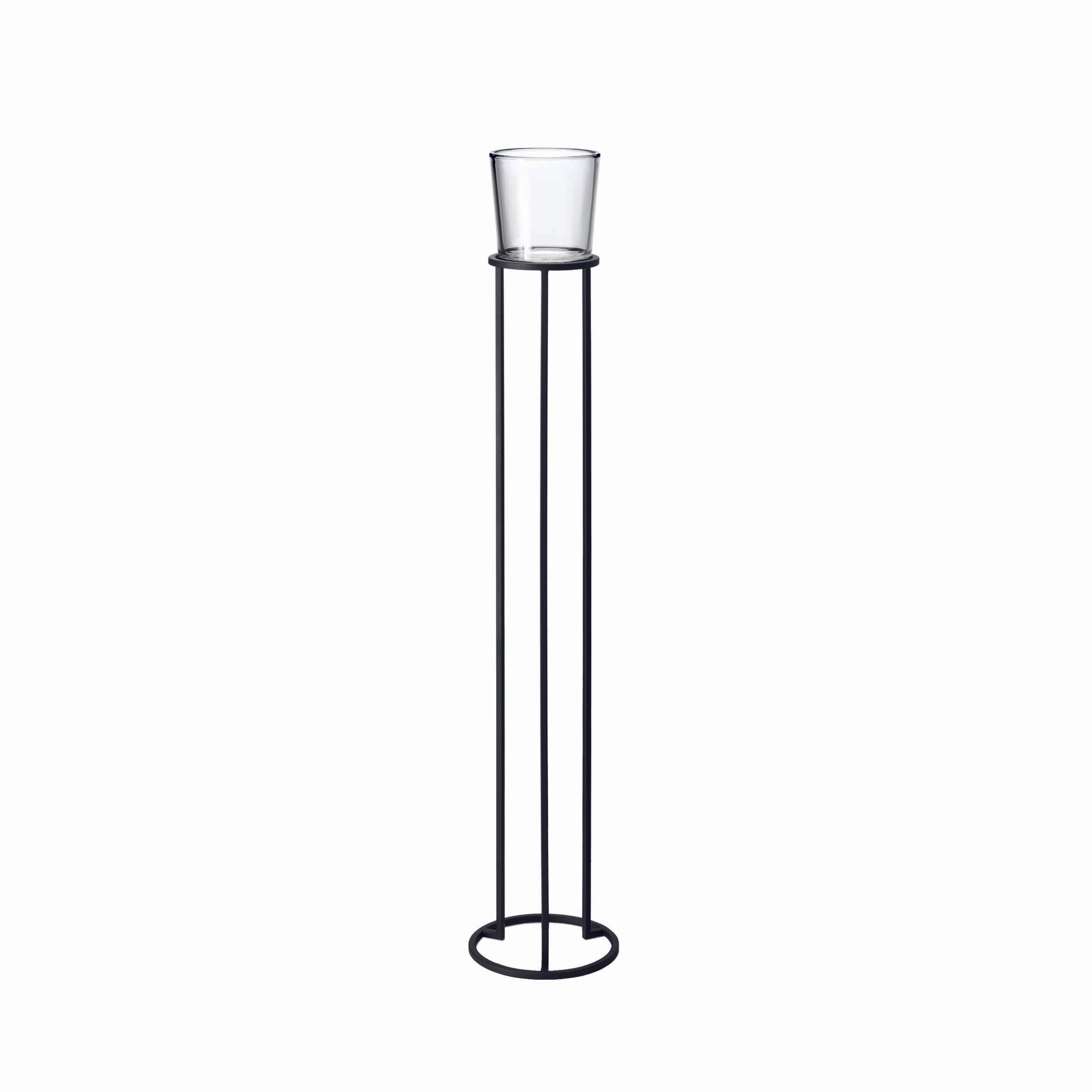 Blomus Candle Holder: Large Glass Holder on Black Steel Frame NERO L 138cm
