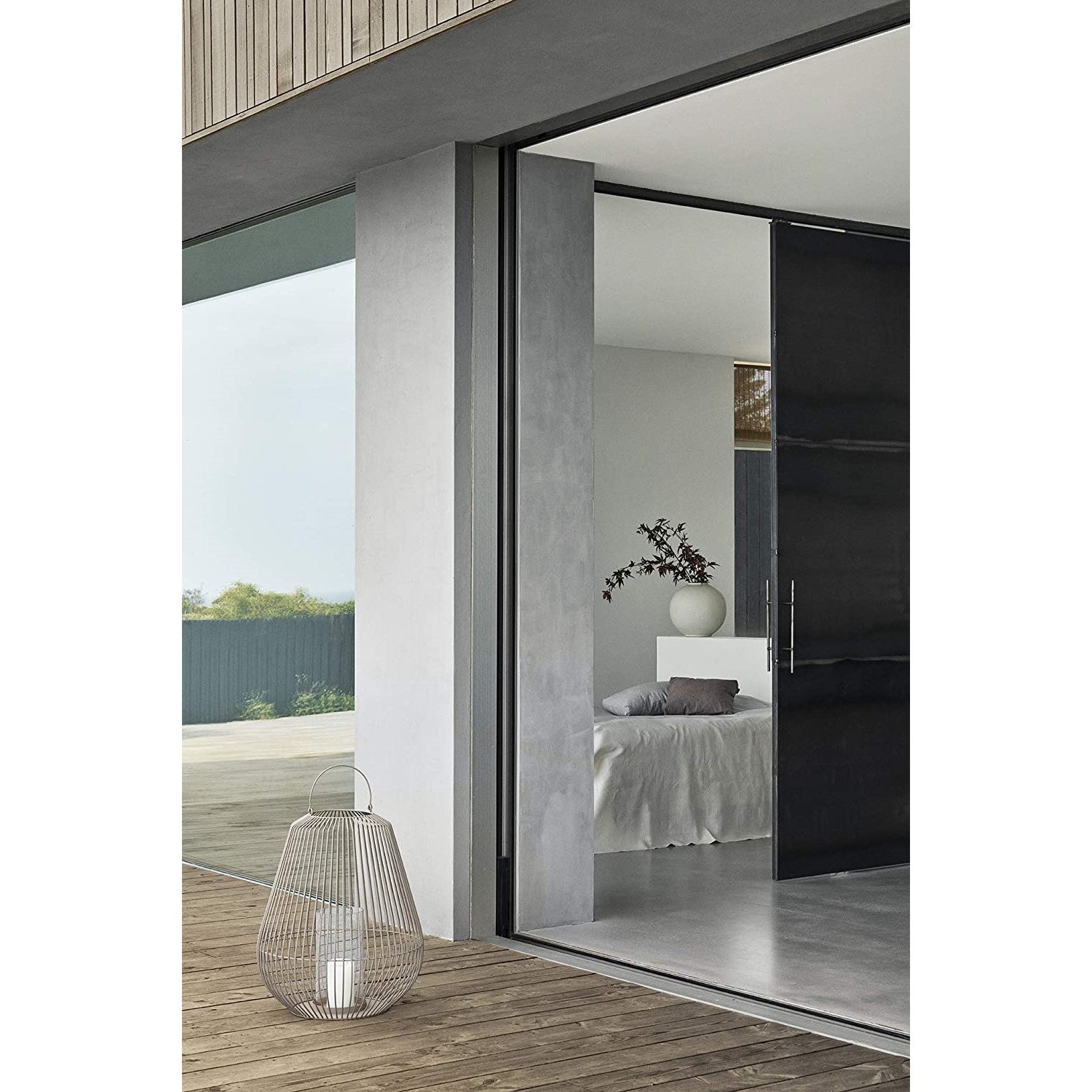 Blomus Lantern - Powder Coated Steel in Sand-Beige: Small 46x53cm Nidea