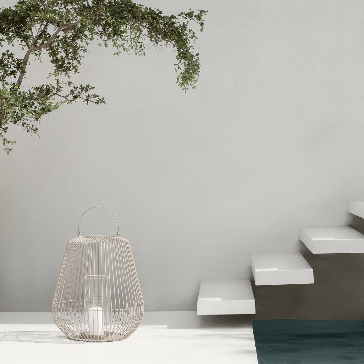 Blomus Lantern - Powder Coated Steel In Dove Grey: Small 46x53cm Nidea