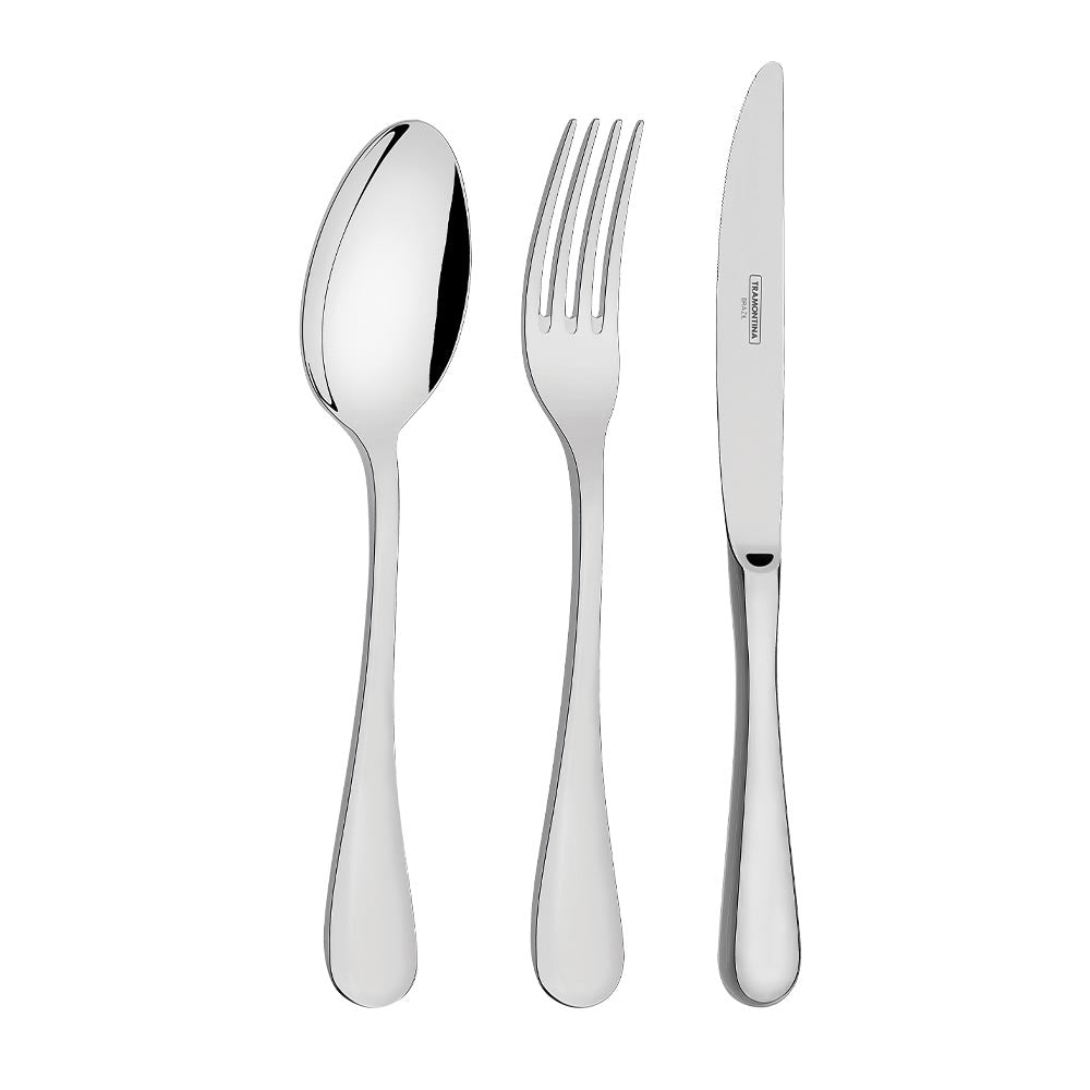 Tramontina Classic 18/10 Stainless Steel Flatware Set with Glossy Finish - 24 Pieces