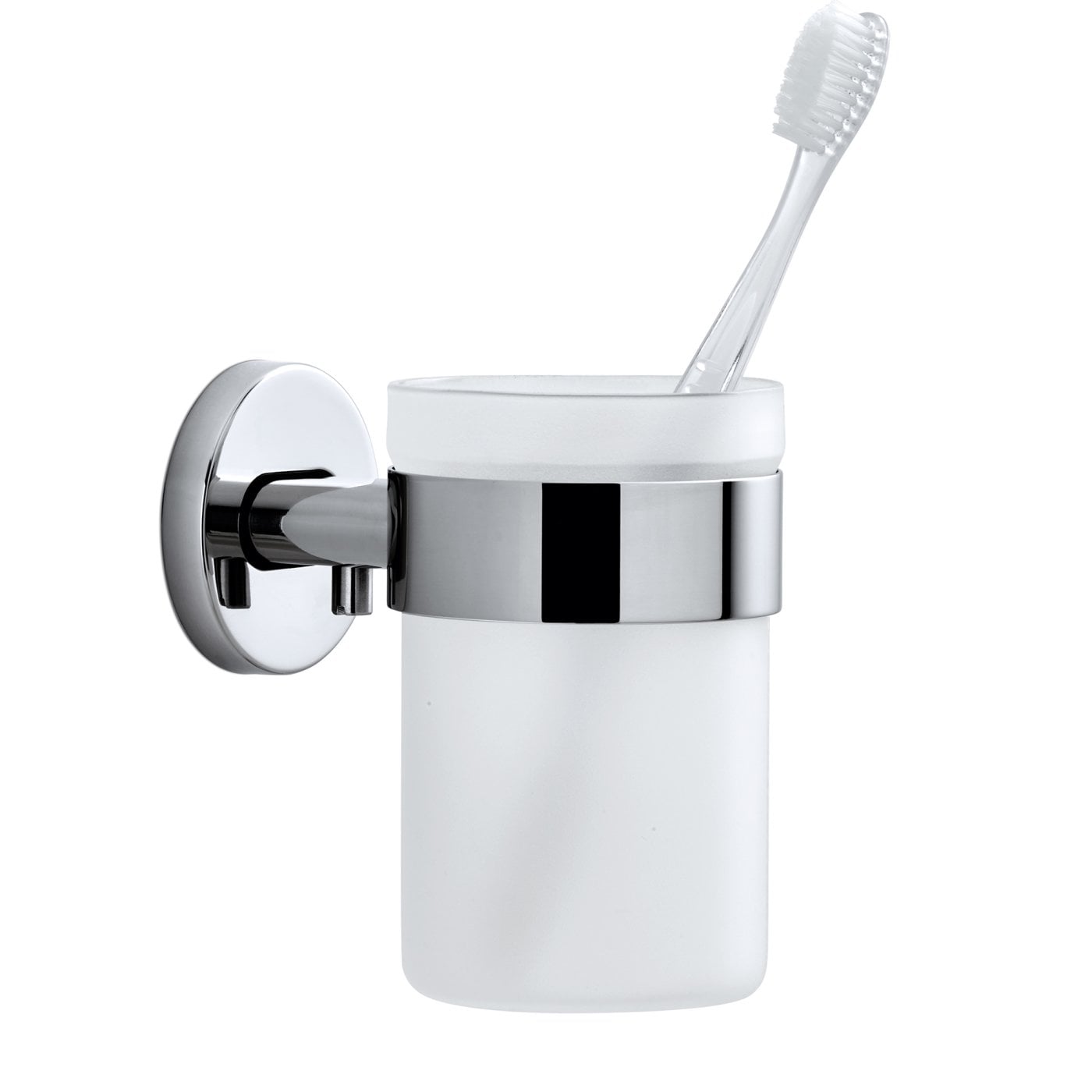 Blomus AREO Wall-Mounted Toothbrush Glass with Stainless-Steel Holder