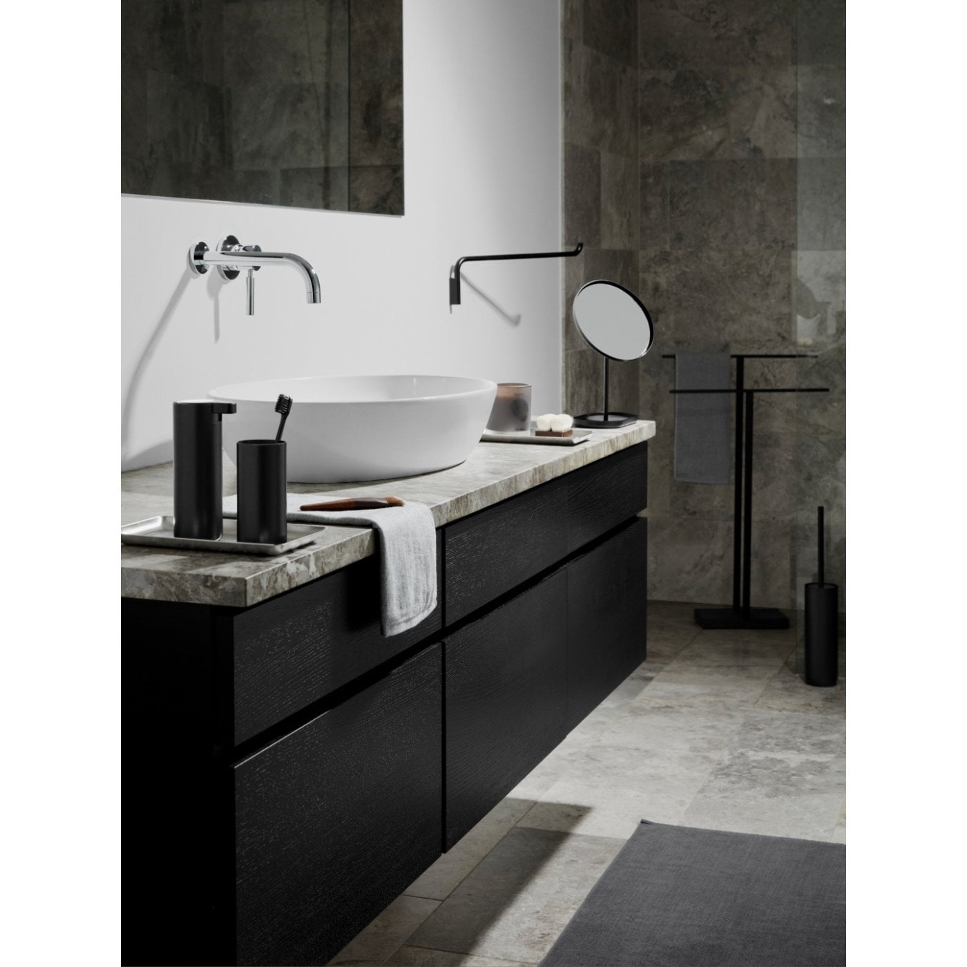 blomus Towel Rail in Corrosion Resistant and Scratch Proof Black MODO