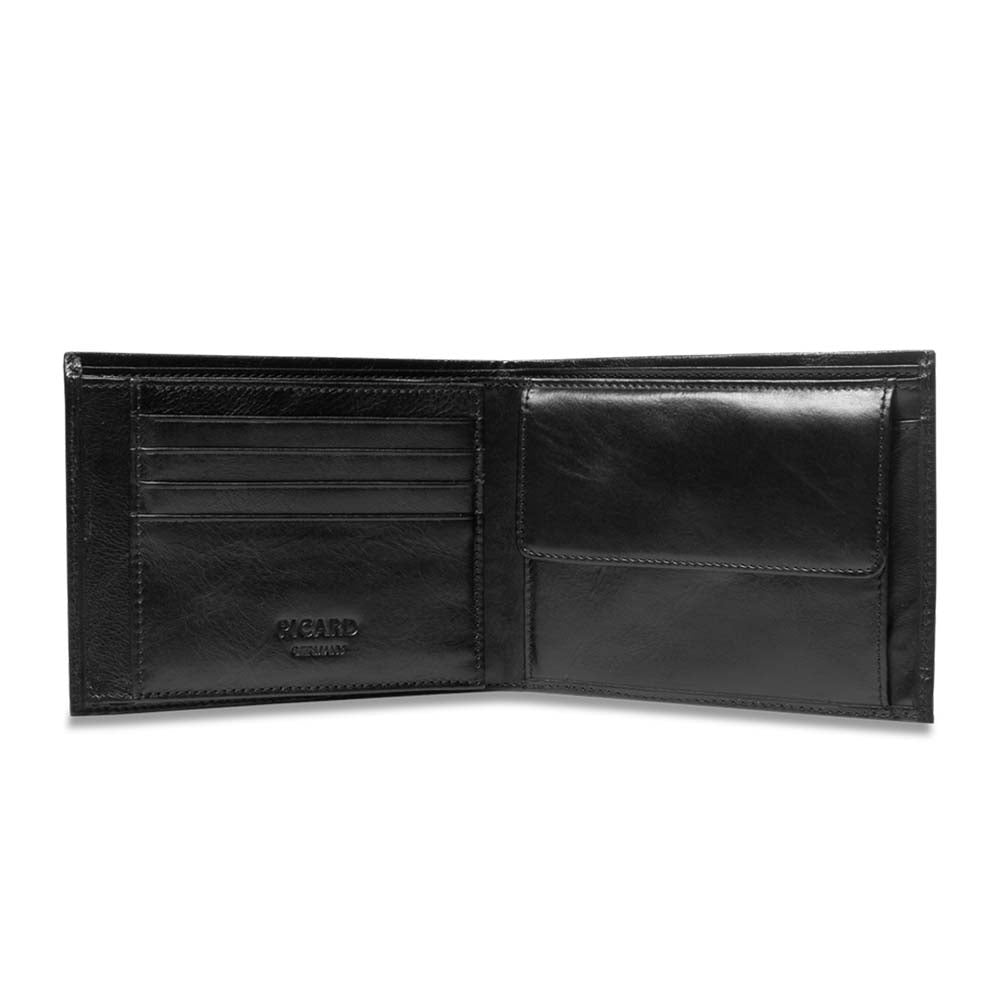 Picard Man's Landscape Apache Cow Leather Wallet - Black