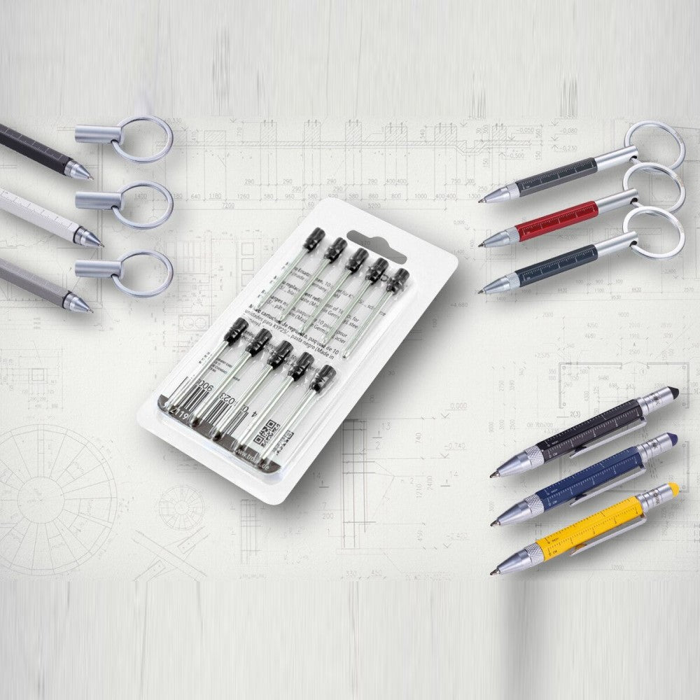 TROIKA Ink Refill: Mini 4cm Refill for TROIKA Micro Ballpoint Keyring Pens: Set of 10