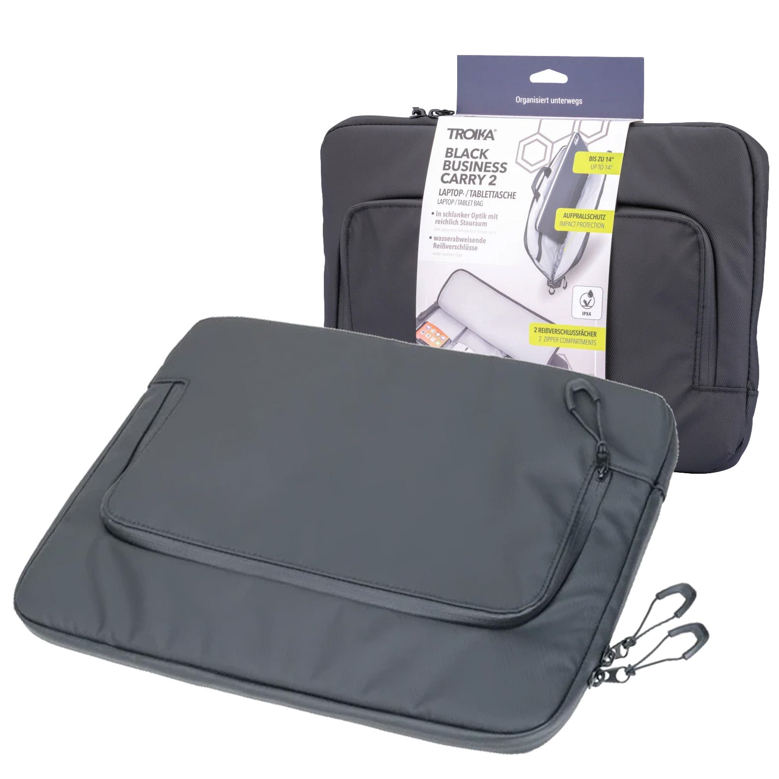 TROIKA Germany 14in Laptop Tablet Bag | AirTag Pocket | Travel Trolley Loop