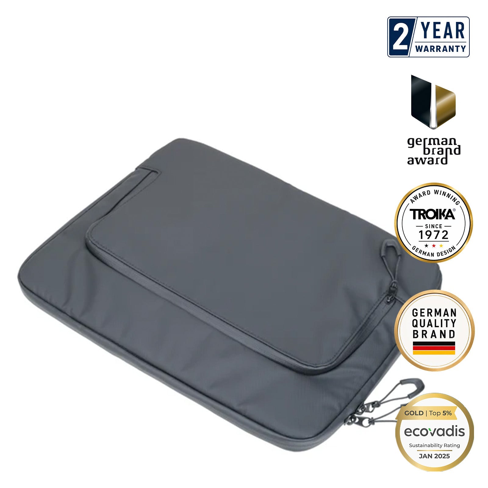 TROIKA Germany 14in Laptop Tablet Bag | AirTag Pocket | Travel Trolley Loop