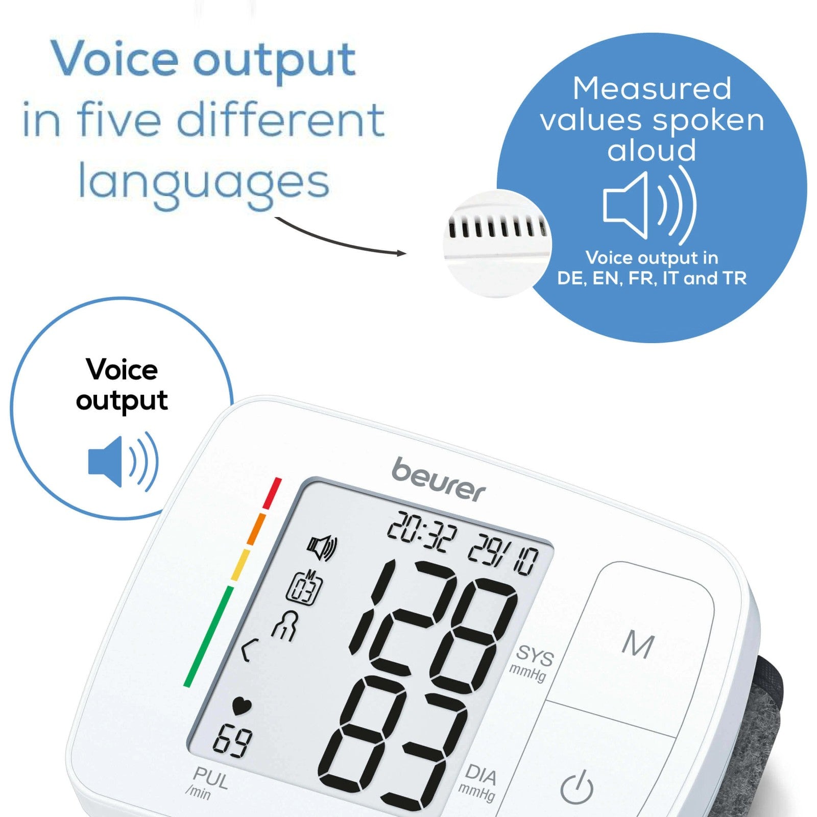 Beurer Germany BC 21 Speaking Wrist Blood Pressure Monitor with Arrhythmia Detection