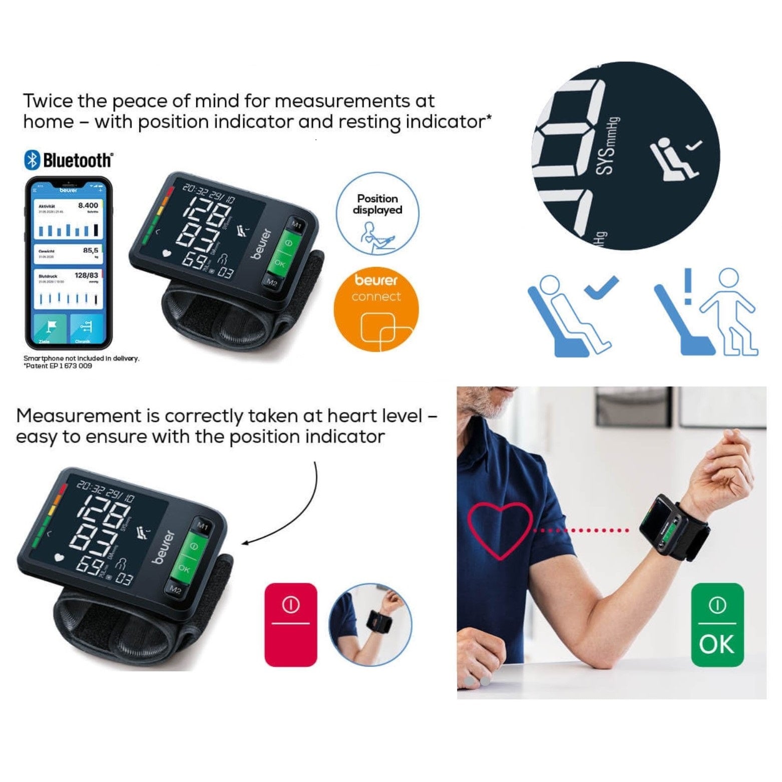 Beurer Wrist Blood Pressure Monitor BC 87 Bluetooth & Arrhythmia Detection