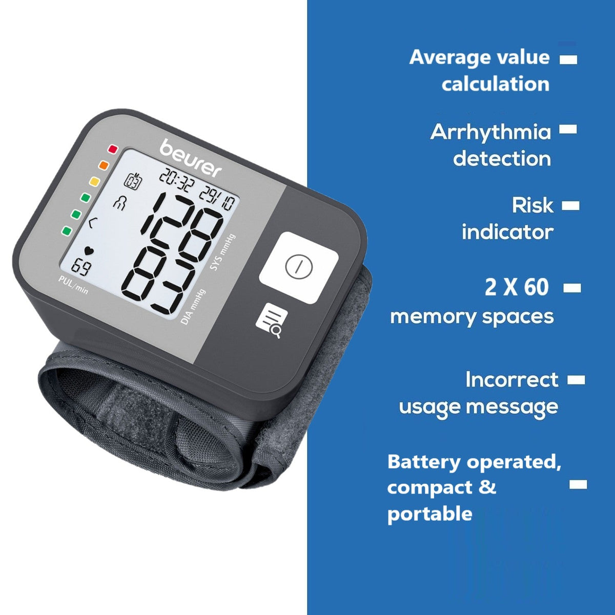 Beurer BC 27 Wrist Blood Pressure Monitor with Risk & Arrhythmia Detection
