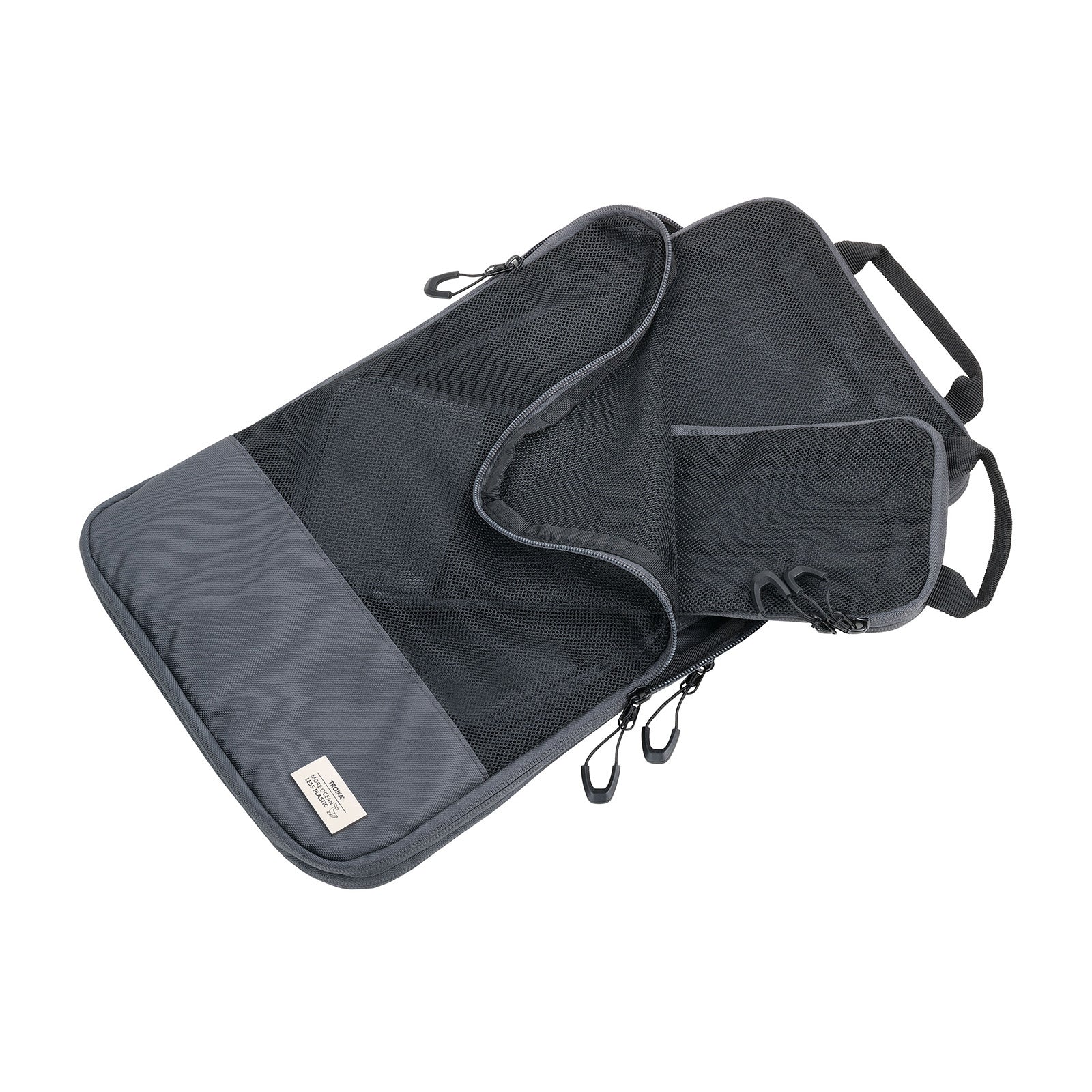 TROIKA Germany 3-Piece Packing Cube Set | Compression Zip | Ocean Plastic