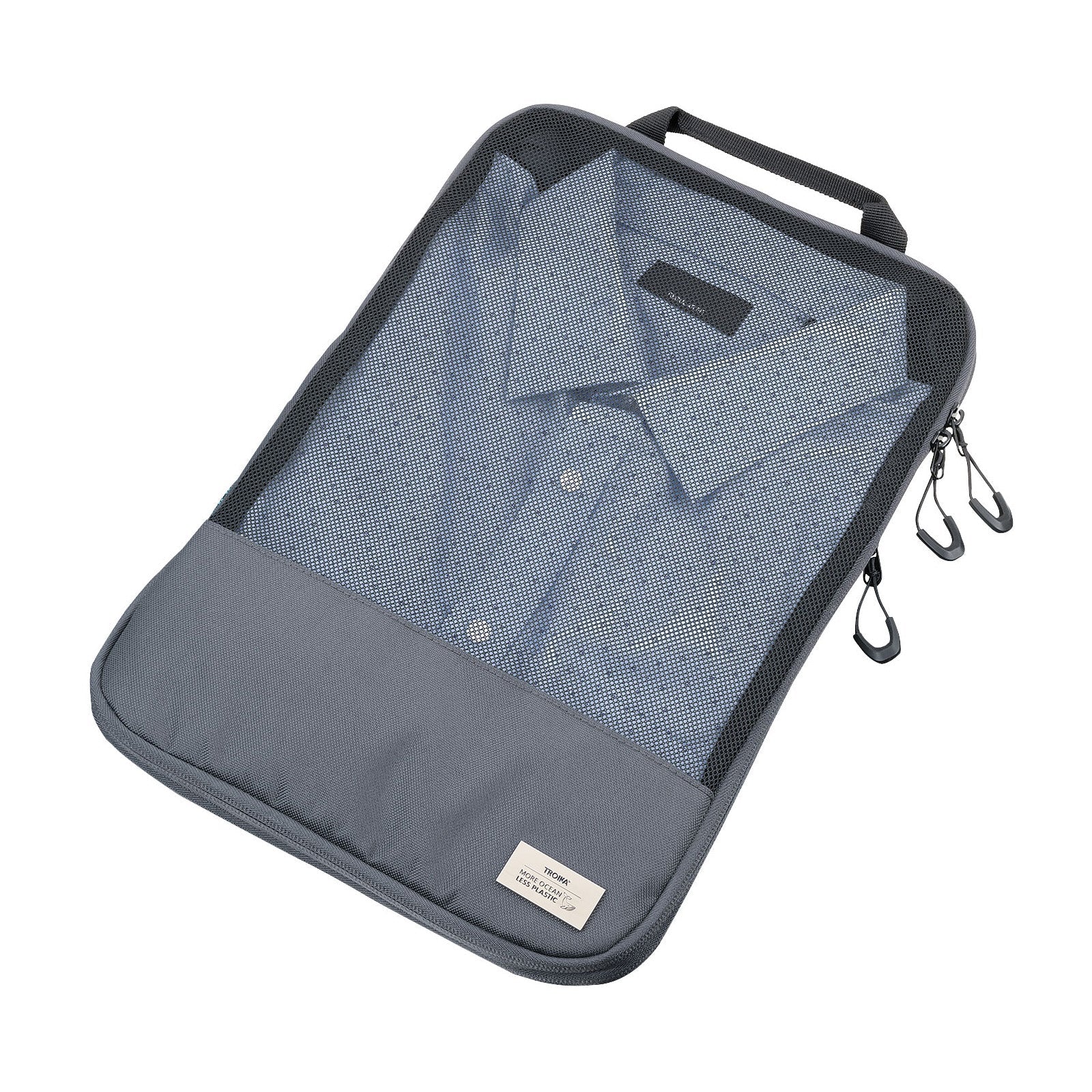 TROIKA Germany Compression Packing Cube L | Mesh Window | Ocean Plastic