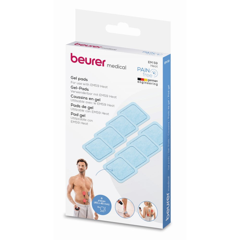 Beurer Gel Pad Replacement Set for EM 59, EM 89 TENS / EMS Units: 8 Pieces 45x45mm