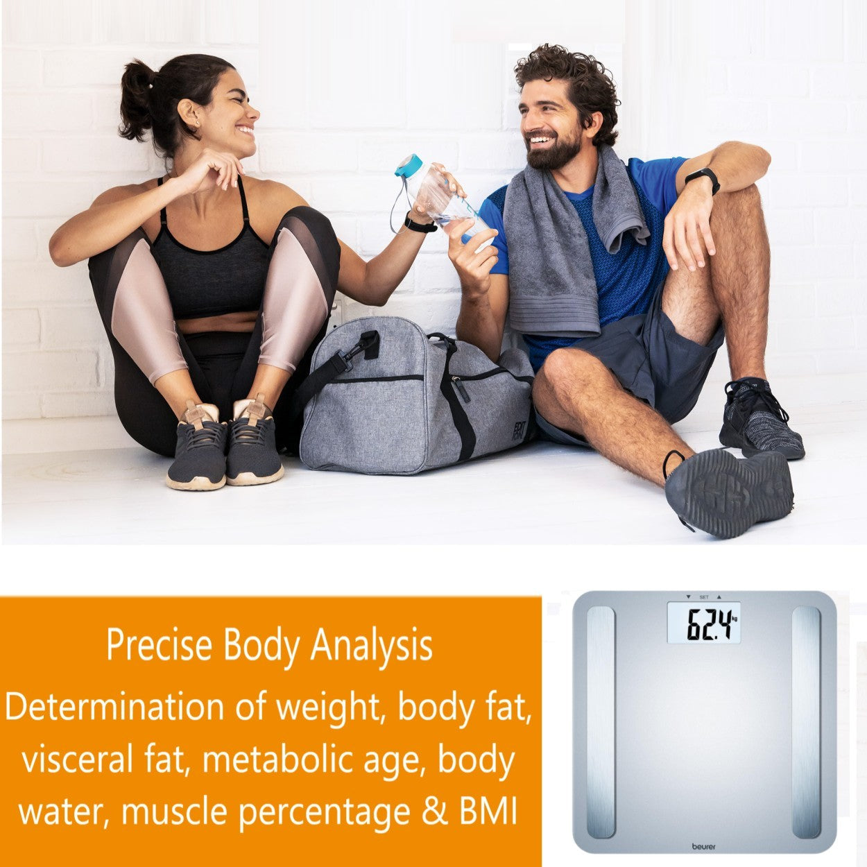 Beurer BF 183 Diagnostic Bathroom Scale for Measurement of Weight, Body Fat, BMI, Muscle Percentage, Visceral Fat & Metabolic Age - Silver