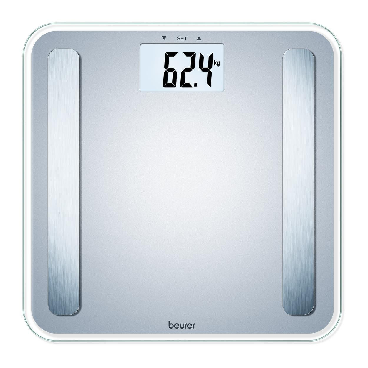 Beurer BF 183 Diagnostic Bathroom Scale for Measurement of Weight, Body Fat, BMI, Muscle Percentage, Visceral Fat & Metabolic Age - Silver