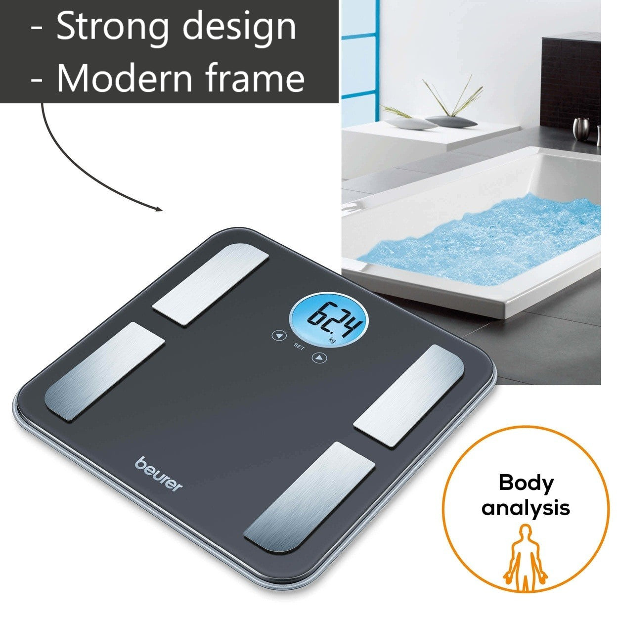 Beurer BF 195 | Diagnostic Bathroom Scale | Calculate Weight, BMI, Body Fat, Water, Muscle, Bone Mass & AMR Calories