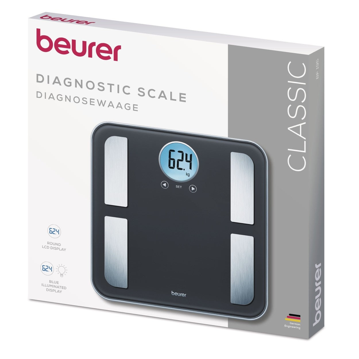 Beurer BF 195 | Diagnostic Bathroom Scale | Calculate Weight, BMI, Body Fat, Water, Muscle, Bone Mass & AMR Calories