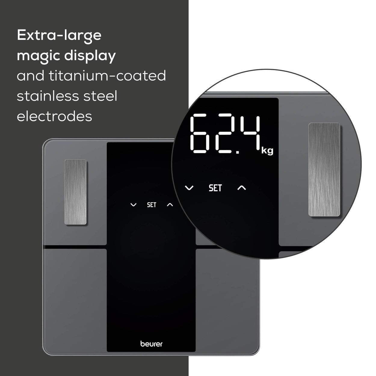 Beurer BF 500 Diagnostic Digital Scale | BMI Scale | Body Fat Scale with Bluetooth & App in Super Black