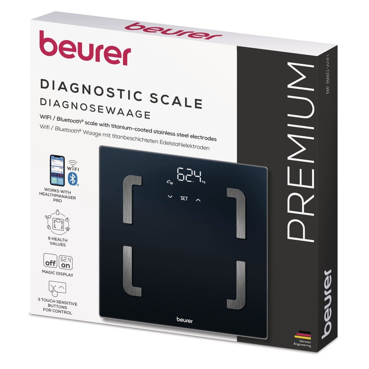 Beurer Diagnostic Scale BF 880 WIFI + App | BMI, Body Fat, Muscle Ratio, Weight & More