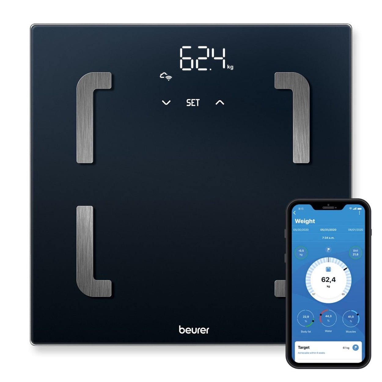 Beurer Diagnostic Scale BF 880 WIFI + App | BMI, Body Fat, Muscle Ratio, Weight & More