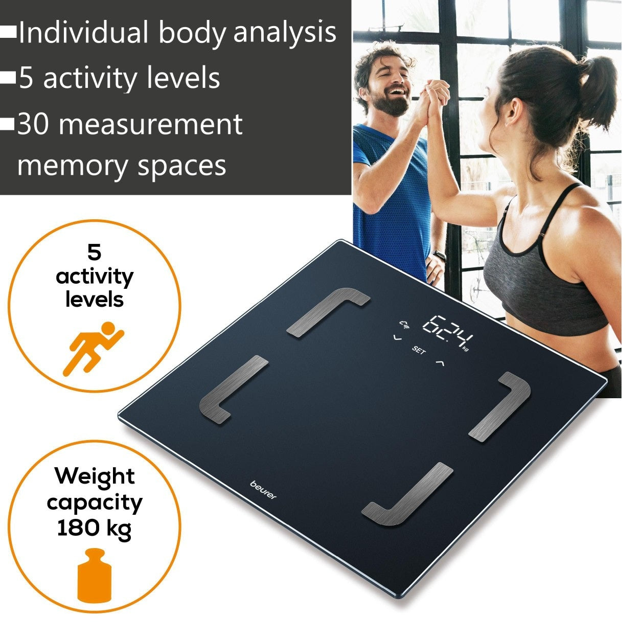 Beurer Diagnostic Scale BF 880 WIFI + App | BMI, Body Fat, Muscle Ratio, Weight & More