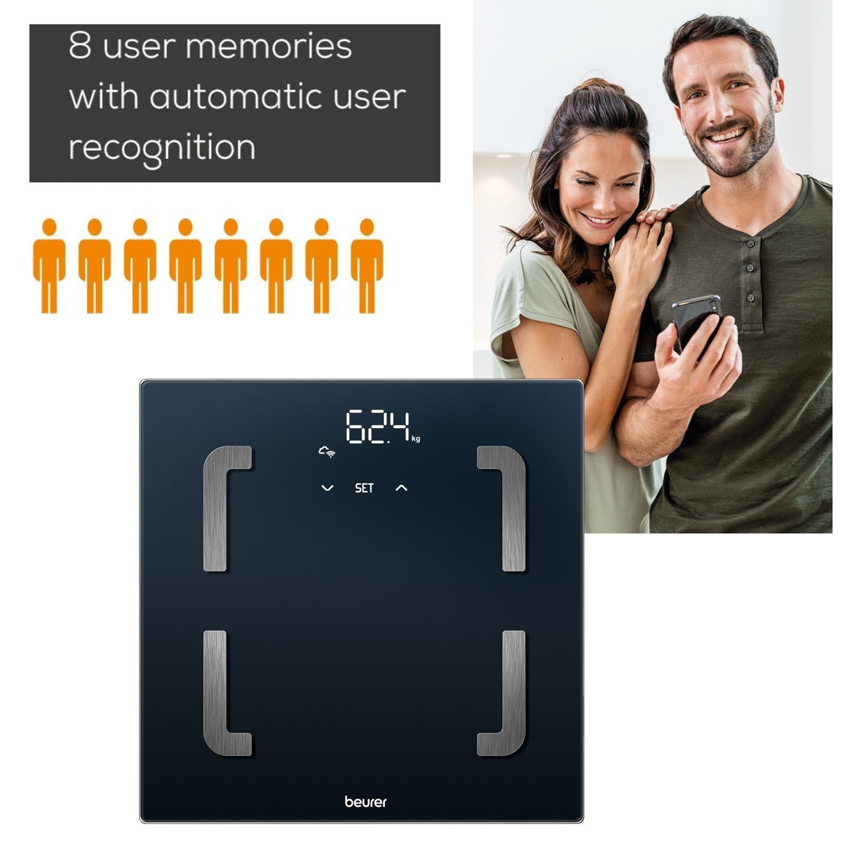 Beurer Diagnostic Scale BF 880 WIFI + App | BMI, Body Fat, Muscle Ratio, Weight & More