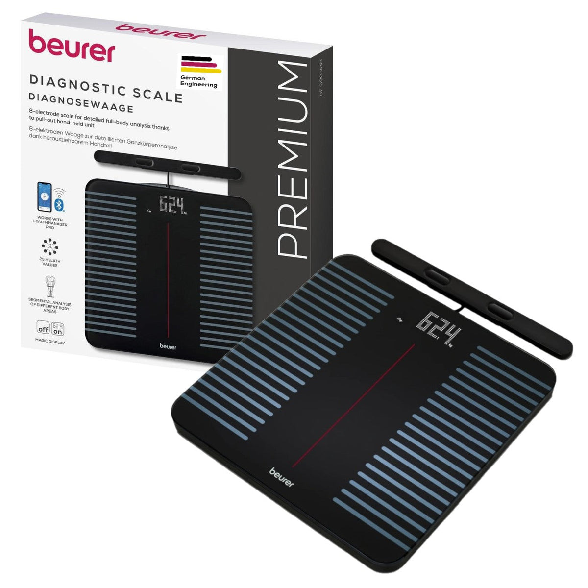 Beurer Germany WIFI Diagnostic Bathroom Scale with Full-Body Analysis on 25 Metrics | BF 990