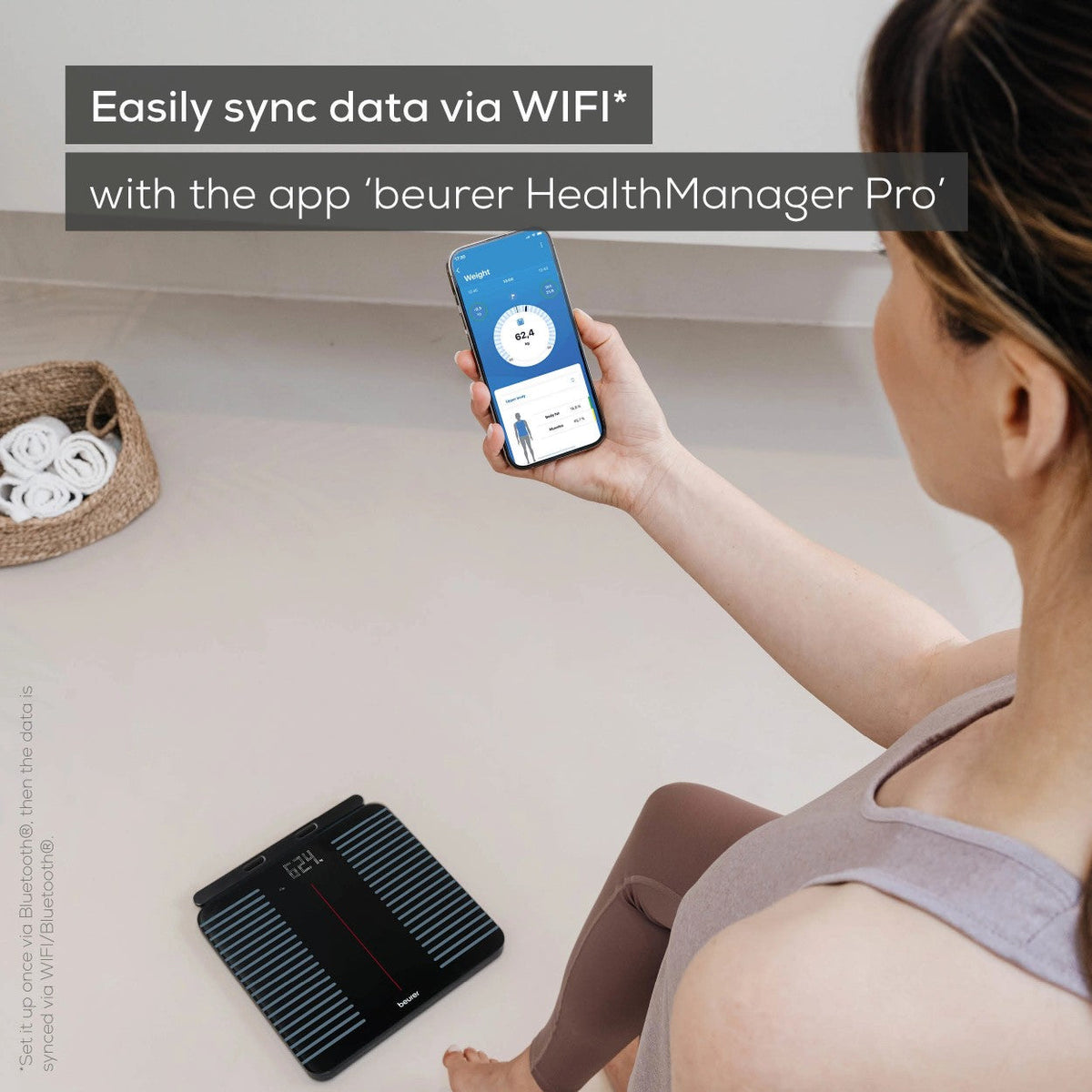 Beurer Germany WIFI Diagnostic Bathroom Scale with Full-Body Analysis on 25 Metrics | BF 990