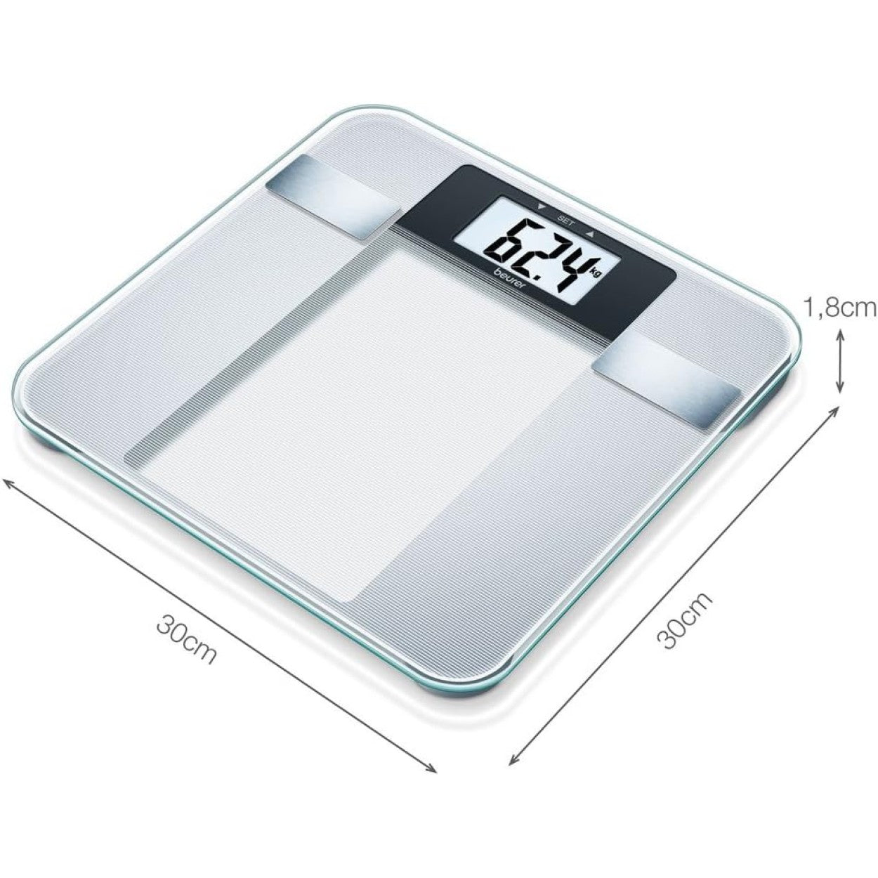 Beurer Diagnostic Bathroom Scale | BG 13 | Measures Weight, Fat, Water, Muscle & BMI